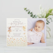 Fairy Tale 1e verjaardag uitnodiging met foto (Staand voorkant)