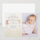 Fairy Tale 1e verjaardag uitnodiging met foto (Voorkant / Achterkant)