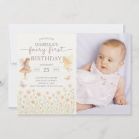Fairy Tale 1e verjaardag uitnodiging met foto