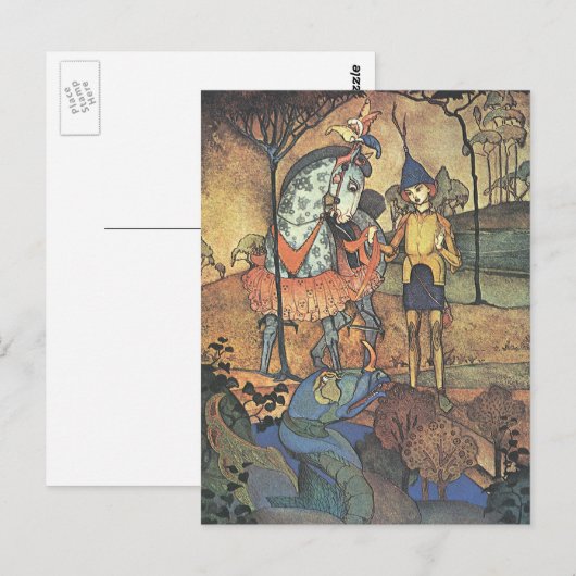  Fairy Tale, A Brave Knight and Dragon Briefkaart (Voorkant / Achterkant)