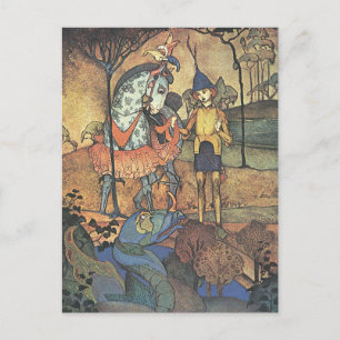  Fairy Tale, A Brave Knight and Dragon Briefkaart