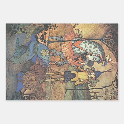 Fairy Tale, A Brave Knight and Dragon Inpakpapier Vel (Voorkant 2)