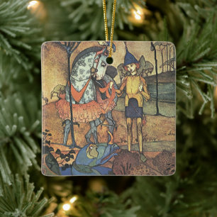 Fairy Tale, A Brave Knight and Dragon Keramisch Ornament