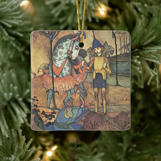  Fairy Tale, A Brave Knight and Dragon Keramisch Ornament (Boom)