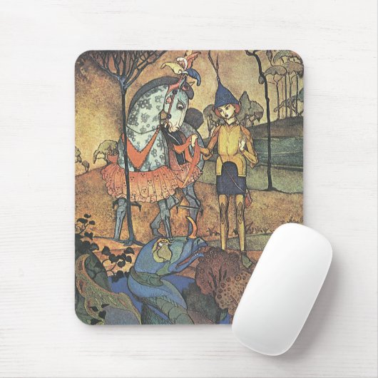  Fairy Tale, A Brave Knight and Dragon Muismat (Met muis)