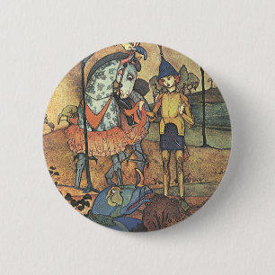 Fairy Tale, A Brave Knight and Dragon Ronde Button 5,7 Cm