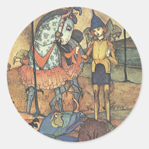  Fairy Tale, A Brave Knight and Dragon Ronde Sticker