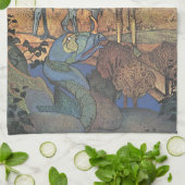  Fairy Tale, A Brave Knight and Dragon Theedoek (Gevouwen)