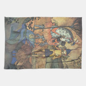  Fairy Tale, A Brave Knight and Dragon Theedoek (Horizontaal)