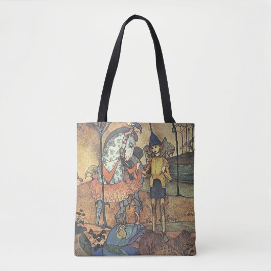  Fairy Tale, A Brave Knight and Dragon Tote Bag (Voorkant)