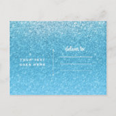 Fairy Tale Blue Glitter Glam Party Bewaar de datum Aankondigingskaart (Achterkant)