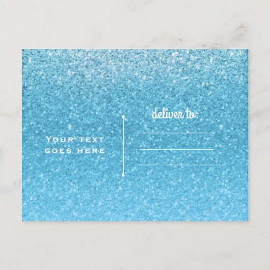 Fairy Tale Blue Glitter Glam Party Bewaar de datum Aankondigingskaart (Achterkant)