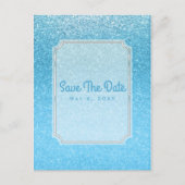 Fairy Tale Blue Glitter Glam Party Bewaar de datum Aankondigingskaart (Voorkant)