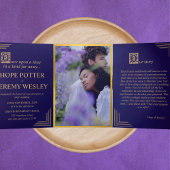 Fairy Tale Book Gold Paars Velvet Drieluik Uitnodiging