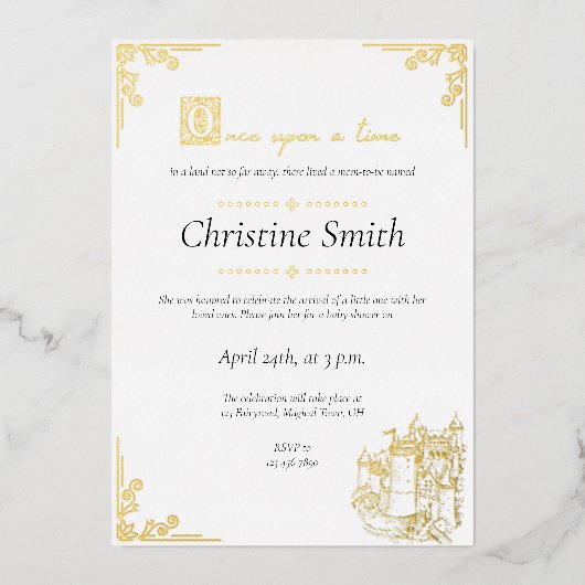 Fairy Tale Book ThMED Baby shower Folie Uitnodiging (Voorkant)