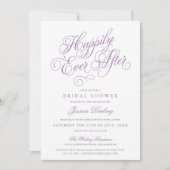 Fairy Tale Bridal Shower Invitation Paars & Grey Kaart (Voorkant)