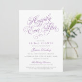 Fairy Tale Bridal Shower Invitation Paars & Grey Kaart (Staand voorkant)