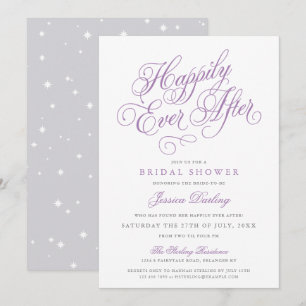 Fairy Tale Bridal Shower Invitation Paars & Grey Kaart