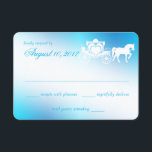 Fairy Tale Carriage Peacock Blue Respons RSVP Kaartje<br><div class="desc">Verhaalboek paard getrokken koets en harten ontwerp voor een betoverende sprookjeshuwelijk. Peacock blauwe antwoordkaart om onze huwelijksuitnodigingen te complimenteren.</div>