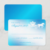 Fairy Tale Carriage Peacock Blue Respons RSVP Kaartje (Voorkant / Achterkant)
