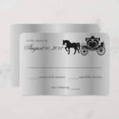 Fairy Tale Carriage Peacock Silver Response RSVP Kaartje (Voorkant / Achterkant)