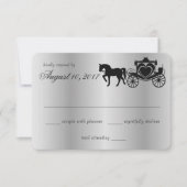 Fairy Tale Carriage Peacock Silver Response RSVP Kaartje (Voorkant)