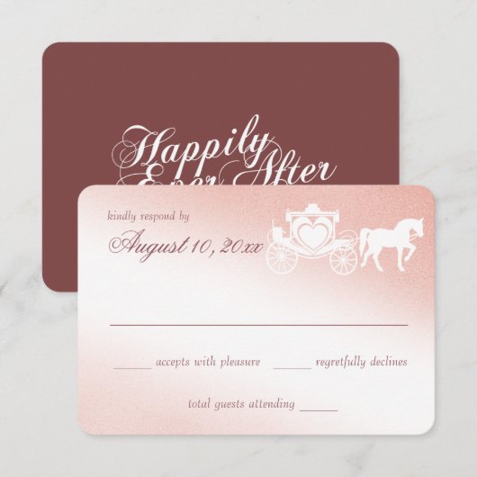 Fairy Tale Carriage Pink Response Kaart (Voorkant / Achterkant)