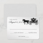 Fairy Tale Carriage Silver Response RSVP Kaartje (Voorkant / Achterkant)