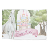 Fairy Tale Castle and White Horse Waterverf Kussensloop (Achterkant)