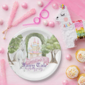 Fairy Tale Castle and White Horse Waterverf Papieren Bordje (Feest)