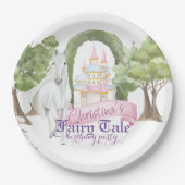Fairy Tale Castle and White Horse Waterverf Papieren Bordje (Voorkant)