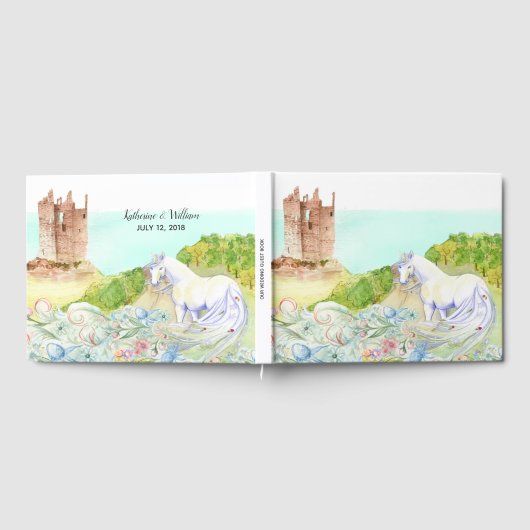 Fairy Tale Castle en Unicorn Wedding Guest Book Gastenboek (Volledig)