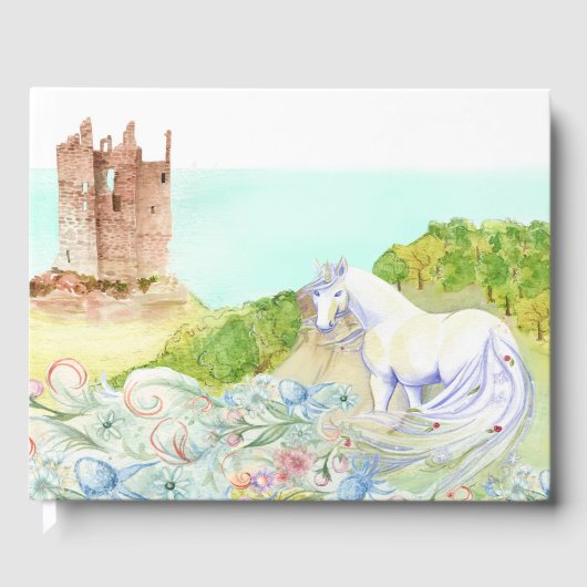 Fairy Tale Castle en Unicorn Wedding Guest Book Gastenboek (Voorkant)