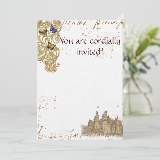 Fairy Tale Castle Invitation Save The Date (Staand voorkant)