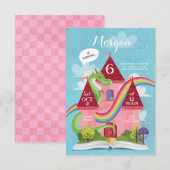 Fairy Tale Castle Princess Birthday Party Invite Kaart (Voorkant / Achterkant)