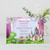 Fairy Tale Castle Princess Birthday Party Kaart (Staand voorkant)