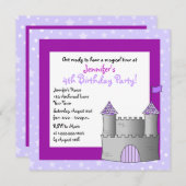 Fairy Tale Castle Thmed Child Birthday - Paars Kaart (Voorkant / Achterkant)
