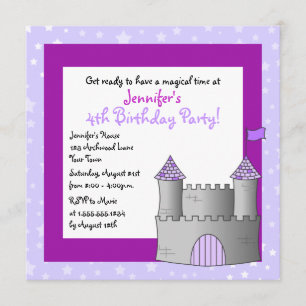 Fairy Tale Castle Thmed Child Birthday - Paars Kaart