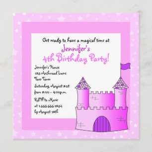 Fairy Tale Castle Thmed Child Birthday - Roze Kaart