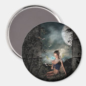 Fairy Tale Crystal Ball Full Moon Fantasy Magnet (Voorkant / Achterkant)