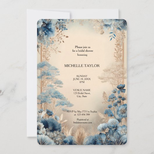 Fairy Tale Enchanted Forest Lotus Floral Bridal Kaart (Voorkant)