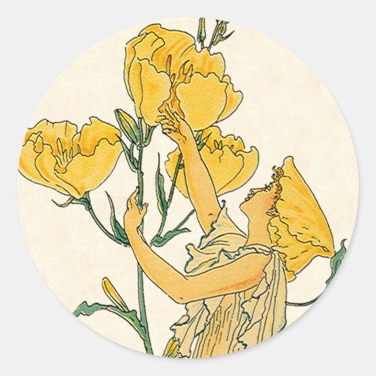 Fairy Tale, Evening Primrose, Walter Crane Ronde Sticker (Voorkant)