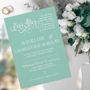 Fairy Tale EverAfter Mint Green Wedding Invitation Kaart