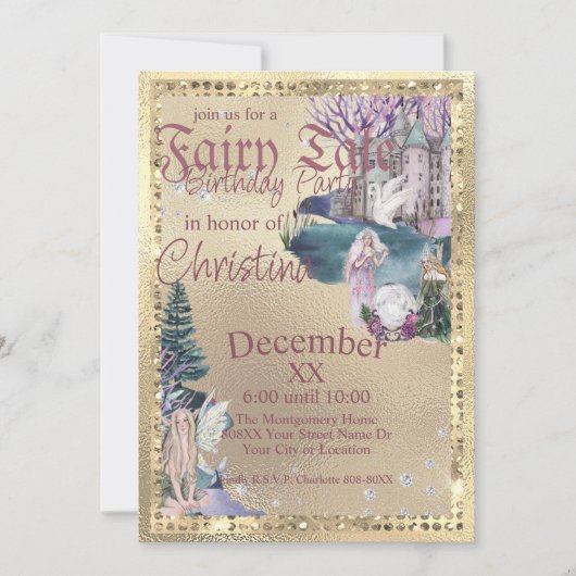 Fairy Tale Fairies Crystal Ball on Gold Kaart (Voorkant)