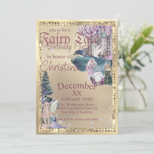 Fairy Tale Fairies Crystal Ball on Gold Kaart (Staand voorkant)