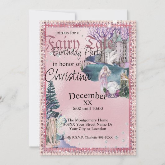 Fairy Tale Fairies Crystal Ball on Pink Kaart (Voorkant)