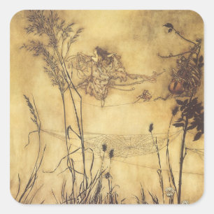  Fairy Tale, Fairy's Tightrope van Rackham Vierkante Sticker