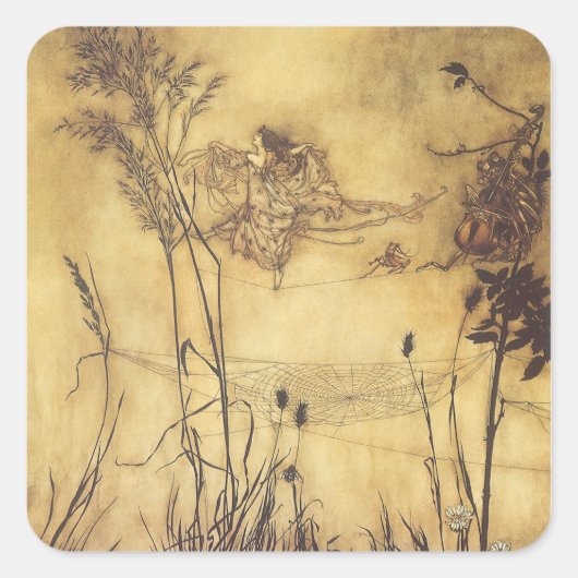  Fairy Tale, Fairy's Tightrope van Rackham Vierkante Sticker (Voorkant)