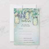 Fairy Tale Forest Blue Green Mason Jar Wedding Kaart (Voorkant)