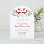 Fairy Tale Forest Fox Wedding Invitation Kaart (Staand voorkant)